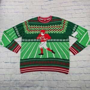 Jollidays Football Ugly Christmas Sweater Mens 3XLT Green Fair Isle Holiday Knit